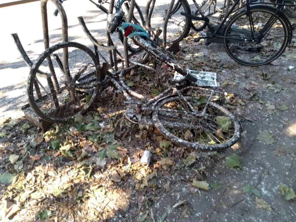 Bikes covered in bird poo