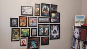 Some board game box lids that I have cut out and framed