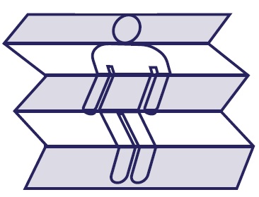 An image of a folded piece of paper displaying a figure with each fold a different part of the figure