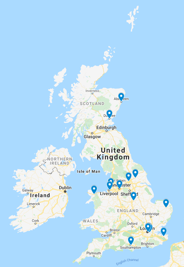 Map showing where those taking part are based
